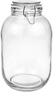 Folinstall 128 FL OZ Round Glass Canning Jar, Wide Mouth Mason jars with Clip Top Lids for Bathroom or Kitchen - Food - Image 1