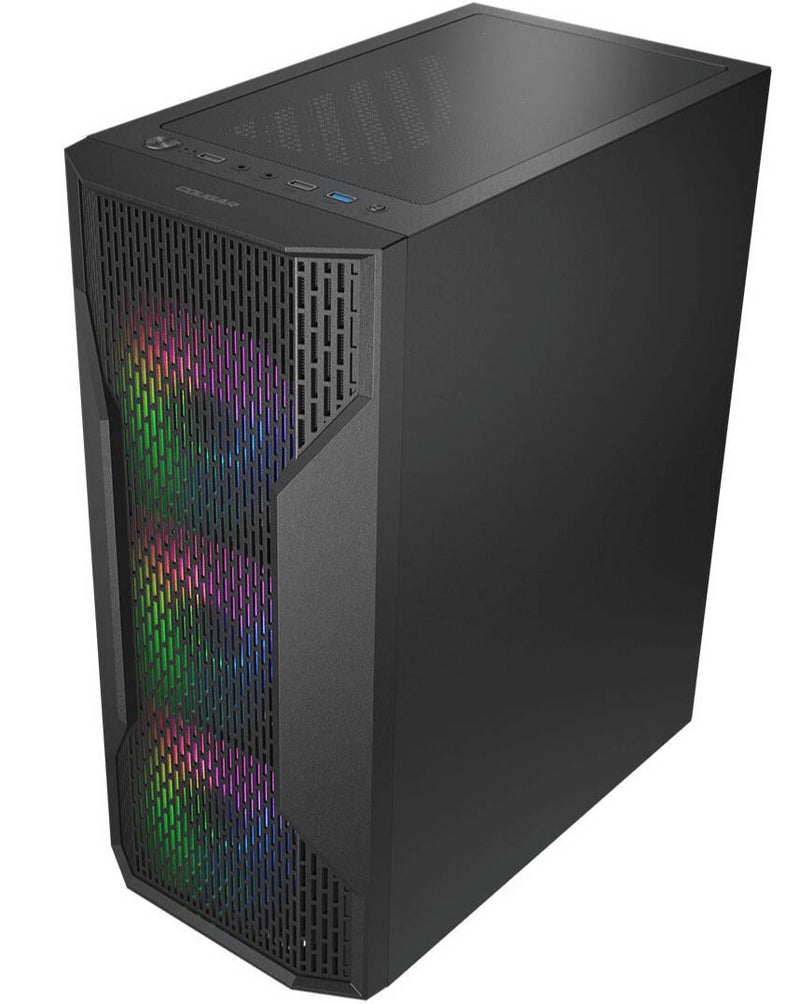 كوجار هيكل كمبيوتر ألعاب MX110 RGB متوسط ​​الحجم، مزود بـ 4 مراوح RGB مثبتة مسبقًا، تصميم شبكي لتدفق الهواء الأمامي، منفذ USB 3.0 + منفذ USB 2.0، يدعم مشعاع تبريد أمامي حتى 240 مم، مساحة كافية لبطاقة رسومات تصل إلى 305 مم، ارتفاع مبرد المعالج يصل إلى 158 مم، 7 فتحات توسعة، هيكل كمبيوتر ألعاب | أسود - Image 5