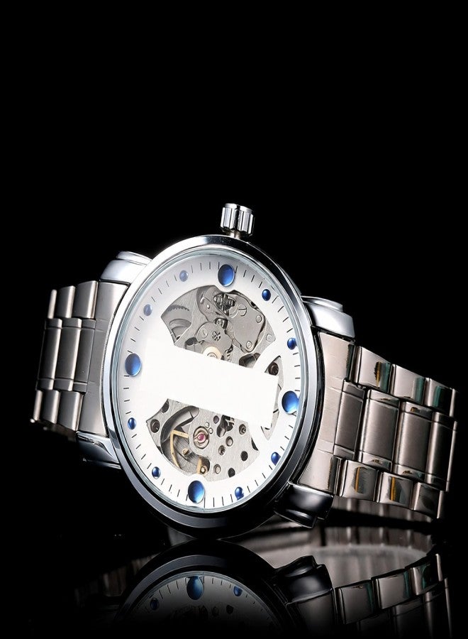 Winner Men Luxury Business Automatic Mechanical Watch Fashion Stainless Steel Band Skeleton Wrist Watch - Image 5