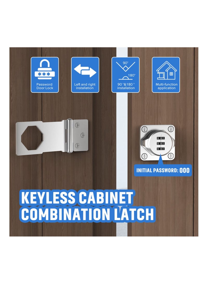 Household Cabinet Password Locks, Door Combination Lock,Door Lock Clasp w/Screws for Cabinet, Privacy can use Cabinet,Mailbox,Pet Doors,Office File Lock(Silver) - Image 2