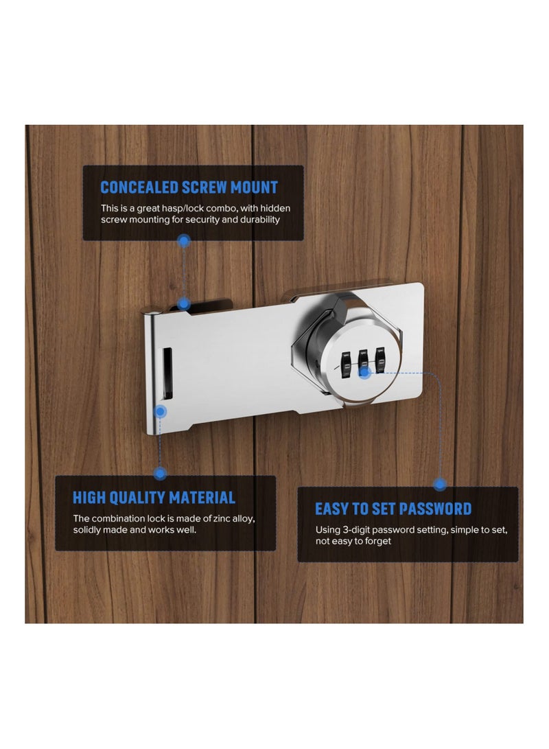 Household Cabinet Password Locks, Door Combination Lock,Door Lock Clasp w/Screws for Cabinet, Privacy can use Cabinet,Mailbox,Pet Doors,Office File Lock(Silver) - Image 3