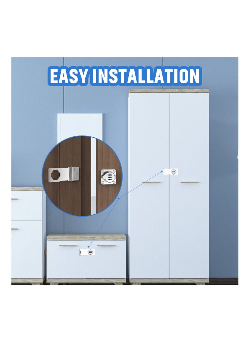 Household Cabinet Password Locks, Door Combination Lock,Door Lock Clasp w/Screws for Cabinet, Privacy can use Cabinet,Mailbox,Pet Doors,Office File Lock(Silver) - Image 4