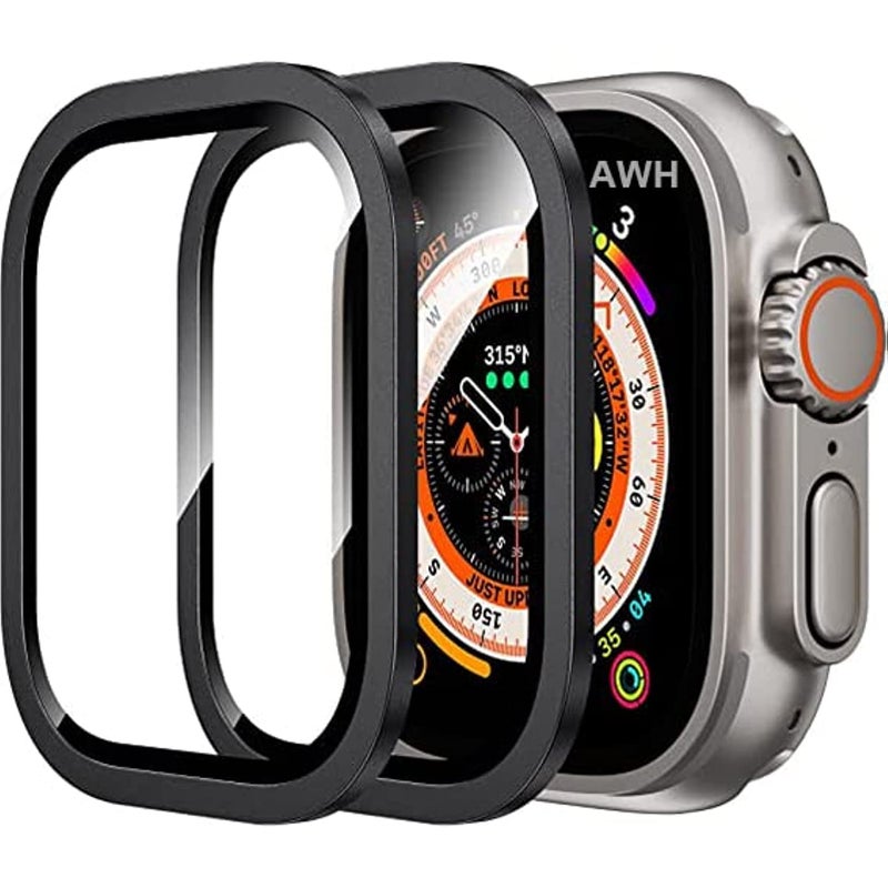 AWH Apple Watch Ultra 49mm 2-Pack 9H Tempered Glass + Titanium Alloy Frame, Touch Sensitive, Lightweight Protective Film, Black - Image 2