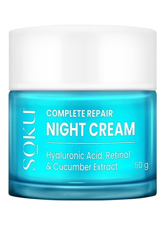 SOKU Retinol Night Cream for Face | Anti Aging Cream For Women & Men | Reduces Fine Lines & Wrinkles | Hyaluronic Acid & Cucumber Extract | Lightweight, Quick-Absorbing | For All Skin Types | 50g - Image 1