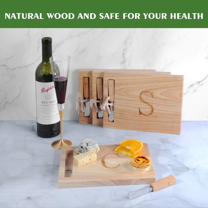 Miicol Wood Charcuterie Board, Monogram Cheese Board 10 Inch, Personalized Initial Cutting Board with Spreader, Unique Housewarming Gift, Ideal for Kitchen, Home, Letter C - Image 5