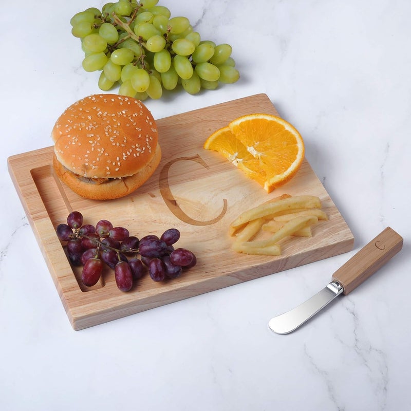 Miicol Wood Charcuterie Board, Monogram Cheese Board 10 Inch, Personalized Initial Cutting Board with Spreader, Unique Housewarming Gift, Ideal for Kitchen, Home, Letter C - Image 4