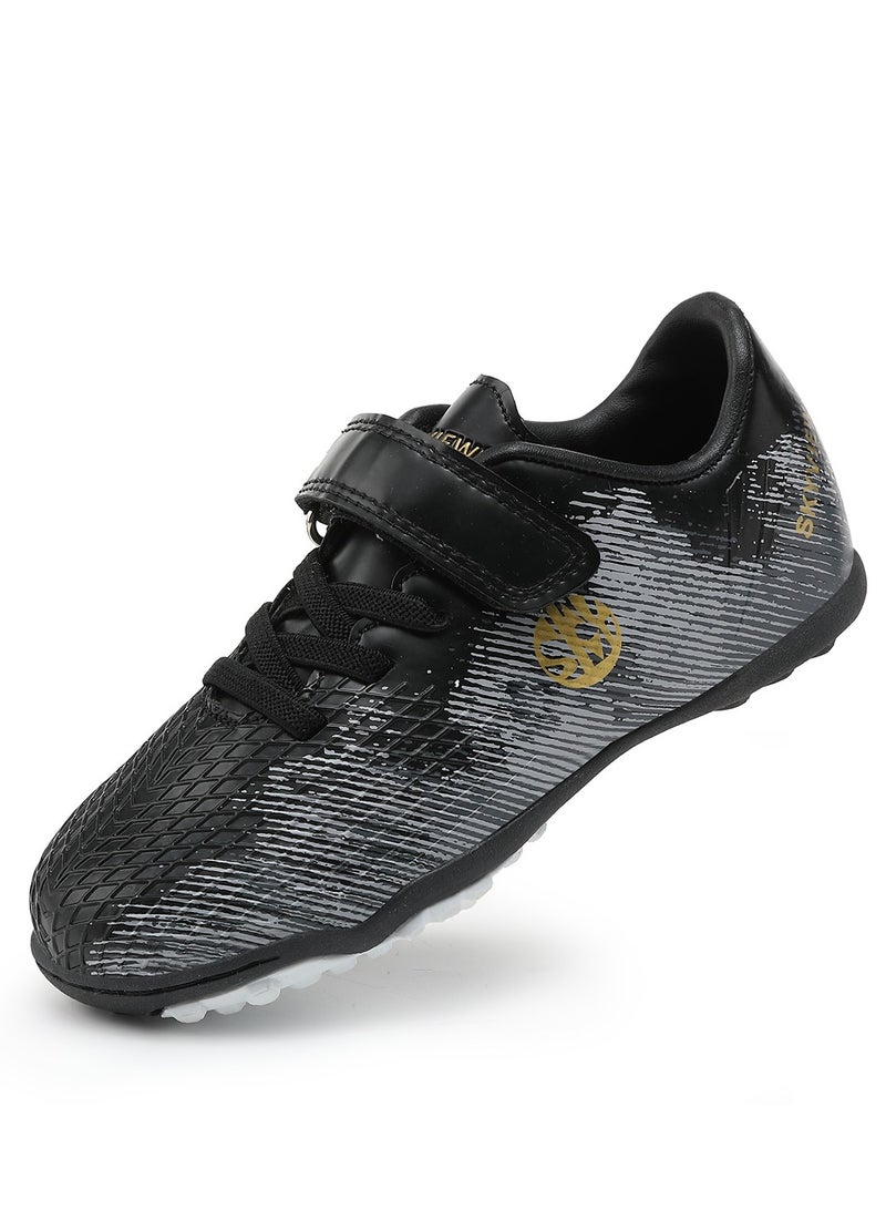 SKY VIEW Boys And Girls Soccer Cleats Turf Soccer Shoes For Kids Indoor Outdoor Children Unisex Football Boots IC or IN Flat Wide Training Sneaker Black - Image 1