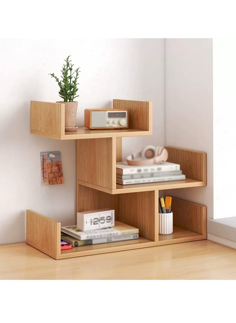 Generic Desktop Bookshelf 3 Tier Tree Bookshelf，Wood Desktop Storage Organizer Multipurpose Bookcase Display for Bedroom, Living Room Office,Study  - Image 1