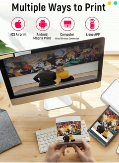 Liene Liene 4×6" Portable Photo Printer | Wi-Fi Thermal Dye Sublimation Printer for iPhone, Android, Smartphone, & PC | Wireless Picture Printer with Built-in WiFi Hotspot | Full-Color Prints | Includes 20 Sheets & 1 Ink Cartridge  - Image 3
