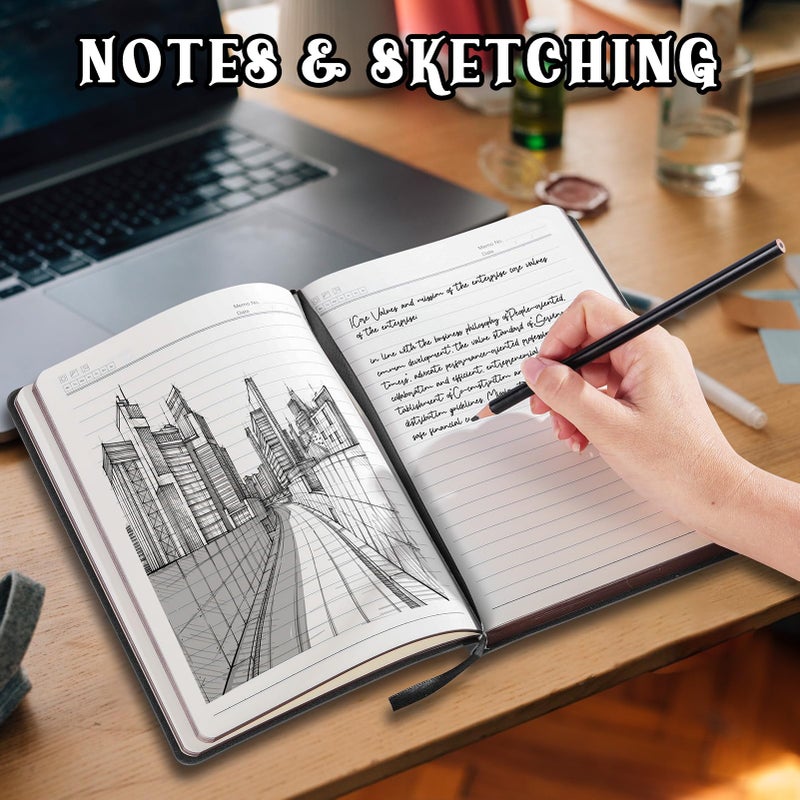 Fetinar Leather Vintage Journal Notebook,300 Pages,Leather Softcover Lined Journal Notebooks for Women Men,Notebook Journals for Writing Travel,Business,Office,5.7'' X 8.3'' - Image 3