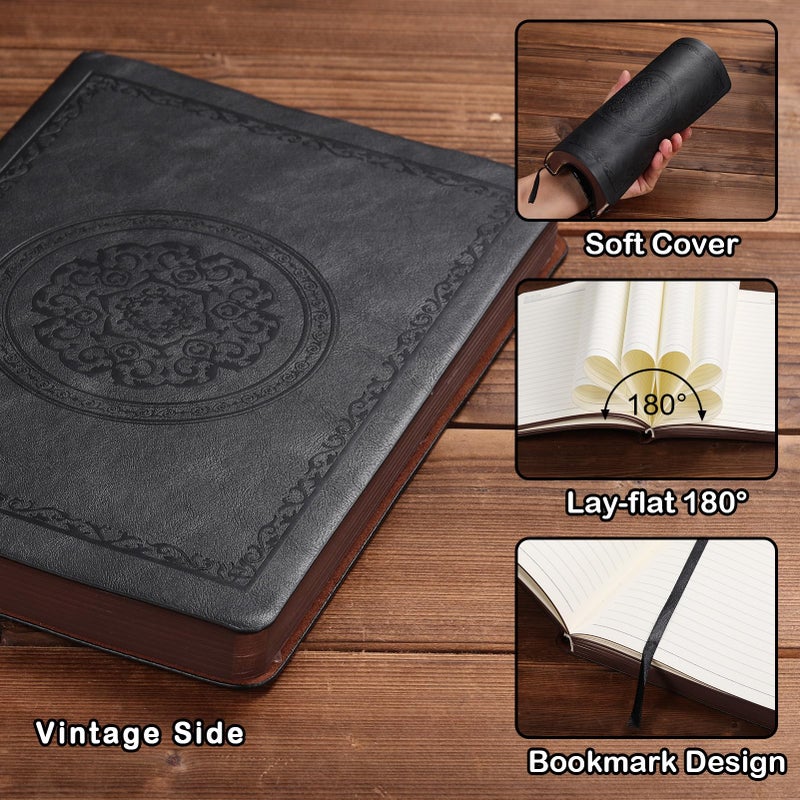 Fetinar Leather Vintage Journal Notebook,300 Pages,Leather Softcover Lined Journal Notebooks for Women Men,Notebook Journals for Writing Travel,Business,Office,5.7'' X 8.3'' - Image 2