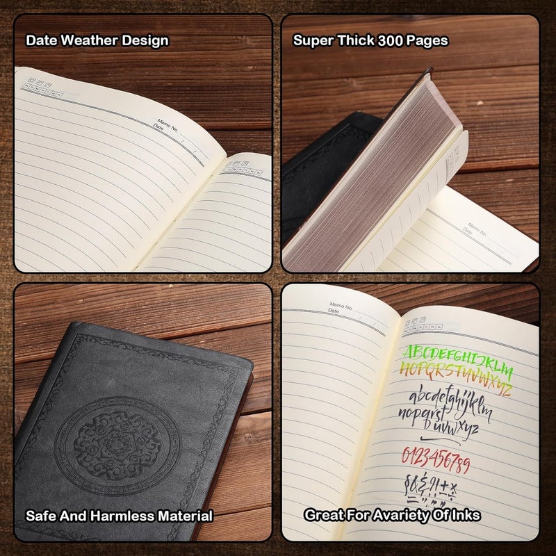 Fetinar Leather Vintage Journal Notebook,300 Pages,Leather Softcover Lined Journal Notebooks for Women Men,Notebook Journals for Writing Travel,Business,Office,5.7'' X 8.3'' - Image 4