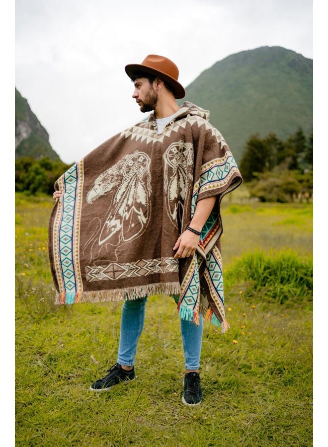 Alpaca World Alpaca ponchos for men and women | Handmade with the best baby alpaca wool material by Ecuadorian artisans. (Eagle Brown) - Image 2