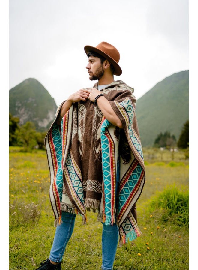 Alpaca World Alpaca ponchos for men and women | Handmade with the best baby alpaca wool material by Ecuadorian artisans. (Eagle Brown) - Image 3