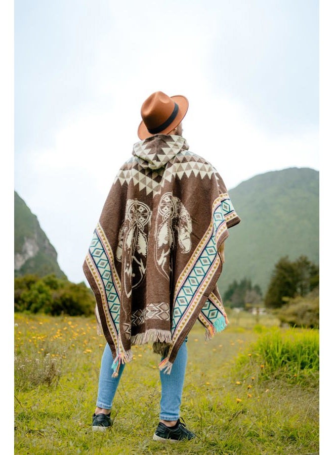 Alpaca World Alpaca ponchos for men and women | Handmade with the best baby alpaca wool material by Ecuadorian artisans. (Eagle Brown) - Image 5