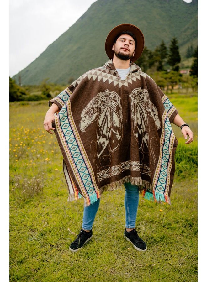 Alpaca World Alpaca ponchos for men and women | Handmade with the best baby alpaca wool material by Ecuadorian artisans. (Eagle Brown) - Image 4