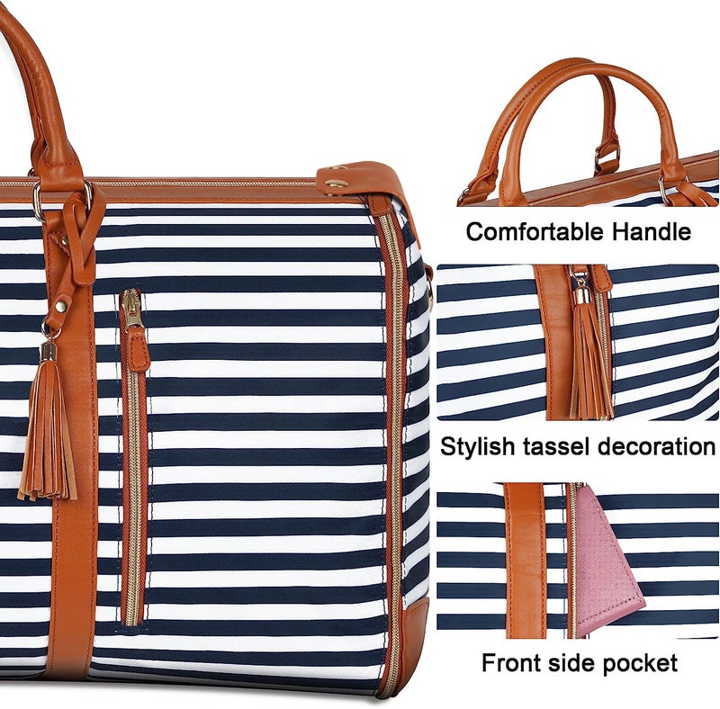 Ytonet Ytonet Large Convertible Garment Bags for Travel, Waterproof Carry On Duffle Bag with Shoe Pouch, 2 in 1 Hanging Suitcase Suit Travel Bags, Gifts for Women, Royal Blue Stripe  - Image 4