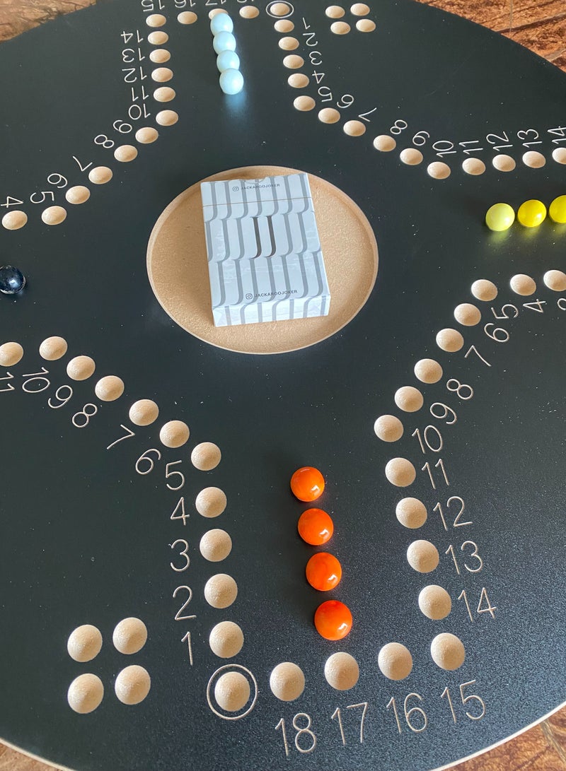 جاكارو جوكر لعبة جاكاروا اللوحية ذات الجانبين لـ 4 و 6 لاعبين مع كرات زجاجية، بطاقات لعب وحقيبة - Image 4