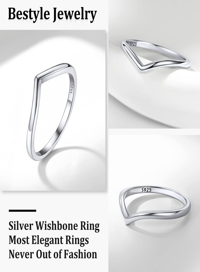 Bestyle Silver Wishbone Rings for, Minimalist Lucky Love Bands Ring for Bestfriends Sister Classmate Daughter, Cute Eternity Infinity Ring for Birthday Thanksgiving Christmas, Size 5 - Image 5