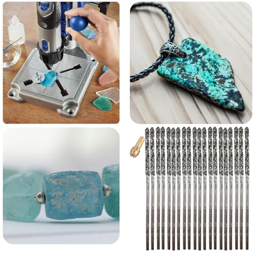 Drilax 1mm Diamond Drill Bit Set (20-Pcs) with Collet | Compatible with Dremel Rotary Tools | for Jewelry Making, Glass, Stone, Seashells & Gemstones - Image 2