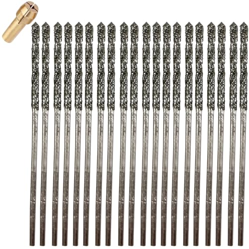 Drilax 1mm Diamond Drill Bit Set (20-Pcs) with Collet | Compatible with Dremel Rotary Tools | for Jewelry Making, Glass, Stone, Seashells & Gemstones - Image 1