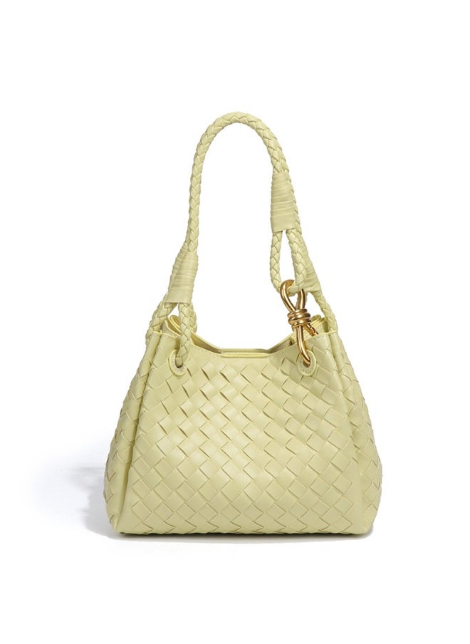 NIBEMINENT - Women's Hand-woven British Style Drop Umbrella Bag Summer Metal Cord Buckle Single Shoulder Crossbody Bag Basket Tote Bag - Image 1