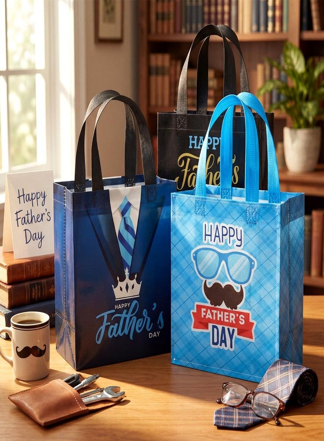 Wesnoy 24 Pcs Happy Father's Day Gift Bags Bulk with Handles Non Woven Reusable Father's Day Goodies Treat Tote Bags for Party Gifts Wrapping Supplies, 9 x 4.3 x 8.6 Inch - Image 4