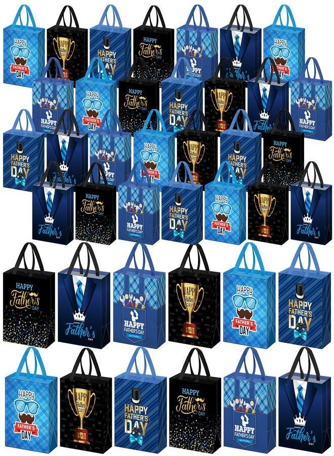 Wesnoy 24 Pcs Happy Father's Day Gift Bags Bulk with Handles Non Woven Reusable Father's Day Goodies Treat Tote Bags for Party Gifts Wrapping Supplies, 9 x 4.3 x 8.6 Inch - Image 1