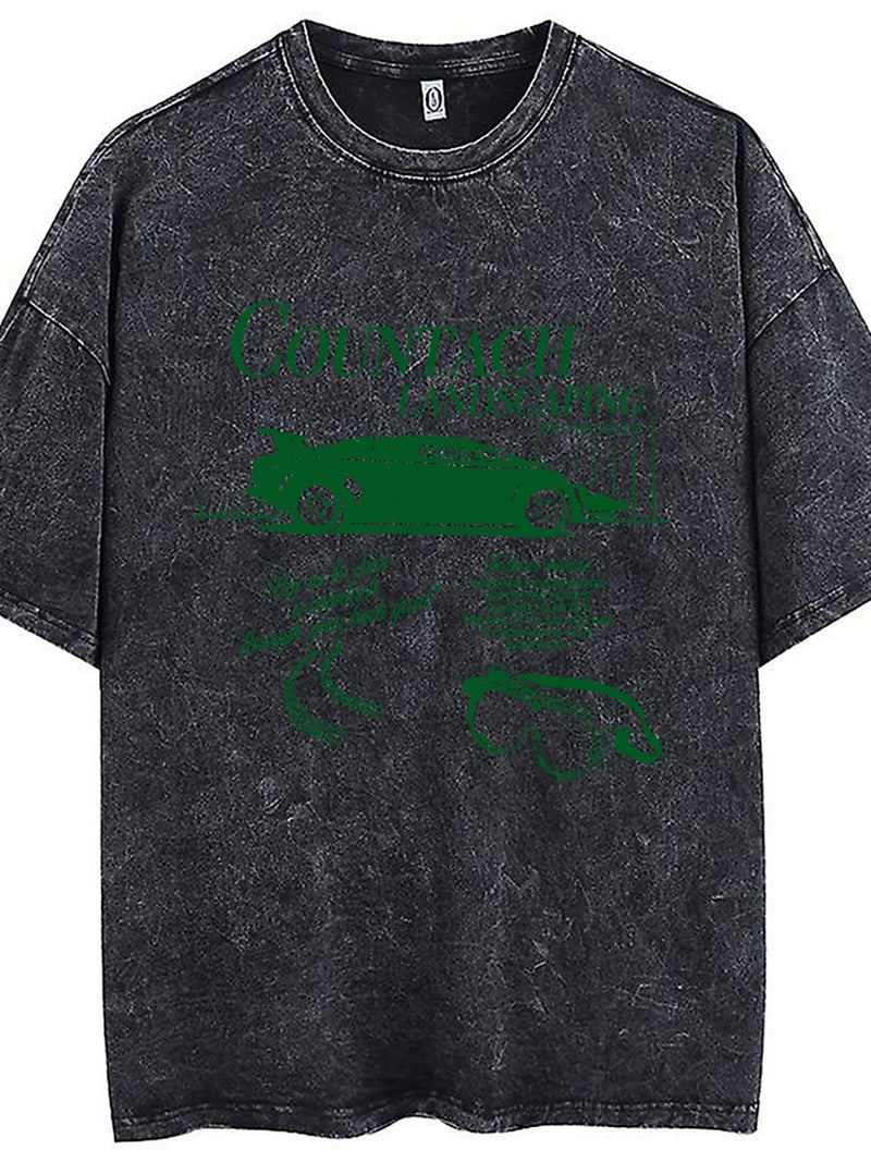 New Unisex Loose Cotton T-Shirt Vintage Washed Distressed Drop Shoulder Round Neck T-Shirt Sale - Image 2