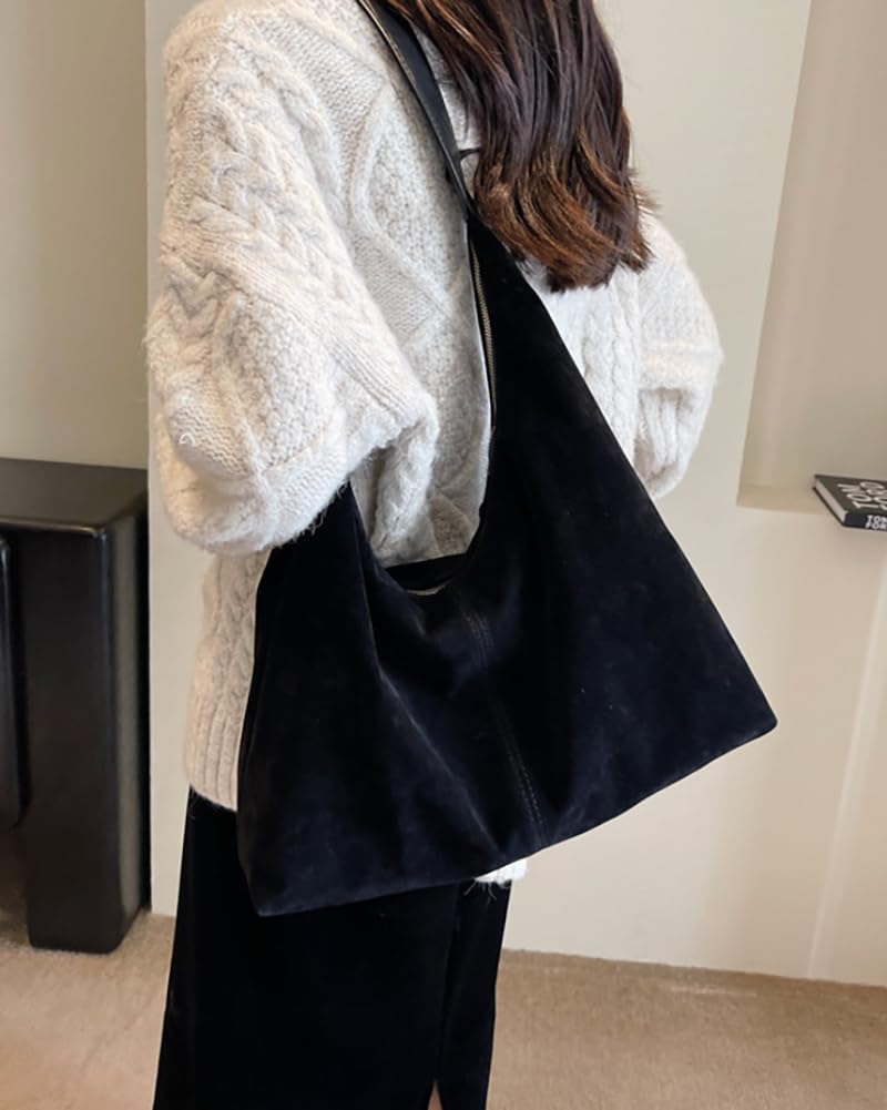 Pocadri Womens Fashion Suede Shoulder Bags Large Tote Bag Retro Purse Handbag Casual Work Ladies Top Handle Satchel - Image 4