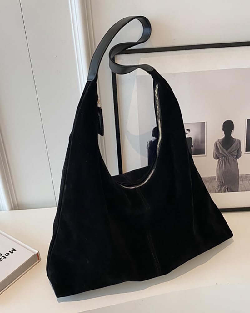 Pocadri Womens Fashion Suede Shoulder Bags Large Tote Bag Retro Purse Handbag Casual Work Ladies Top Handle Satchel - Image 3