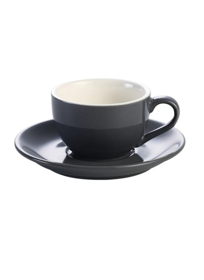 RANK Ceramic Coffee Cup With Plate Perfect For Mug Lovers Single or Double Espresso Cappuccino Latte and Tea 75ml  - Image 1