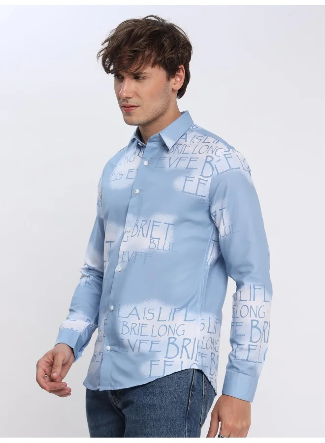 Beyoung Long Sleeve Blue Tie and Dye Shirts Men