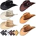 Zhanmai 12 Pcs Cowboy Hat and Bandana Cowboy Cowgirl Hats Bulk Western Party Costume Halloween AccessoryPolyesterMixed Color - Image 3