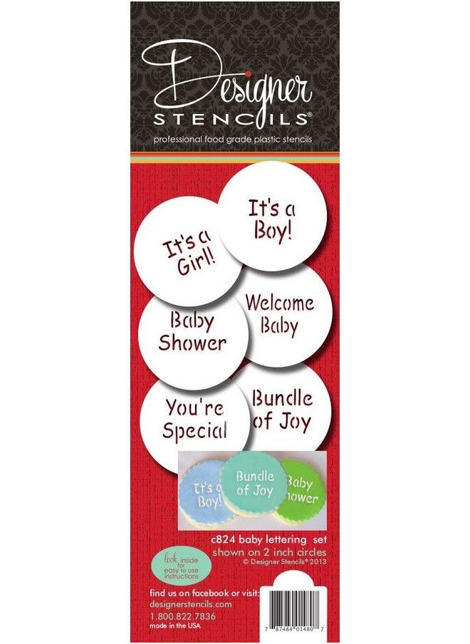 Designer Stencils - Baby Lettering Cookie Stencil Set ( It A Girl It A Boy Baby Shower Bundle Of Joy Youe Special Welcome Baby) Beige/Semitransparent - Image 1