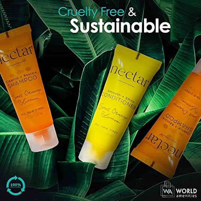 NECTAR BULK CONDITIONER | 50 COUNT, 1 OZ | SWEET ORANGE BLOSSOM, MINI TRAVEL SIZE TOILETRIES (100% RECYCLABLE TUBE WITH FLIP TOP CAP) HOTEL AMENITIES, AIRBNB RENTALS, SUITABLE FOR ALL HAIR TYPES - Image 3