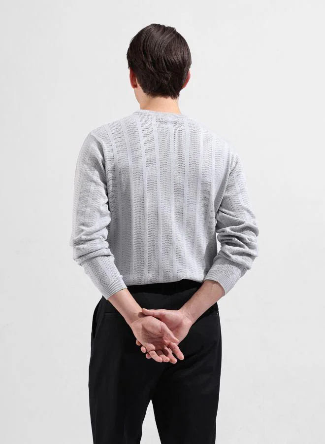 شركة المرآب الهندية Men Slim Fit Textured Crew Neck Full Sleeves T-Shirt