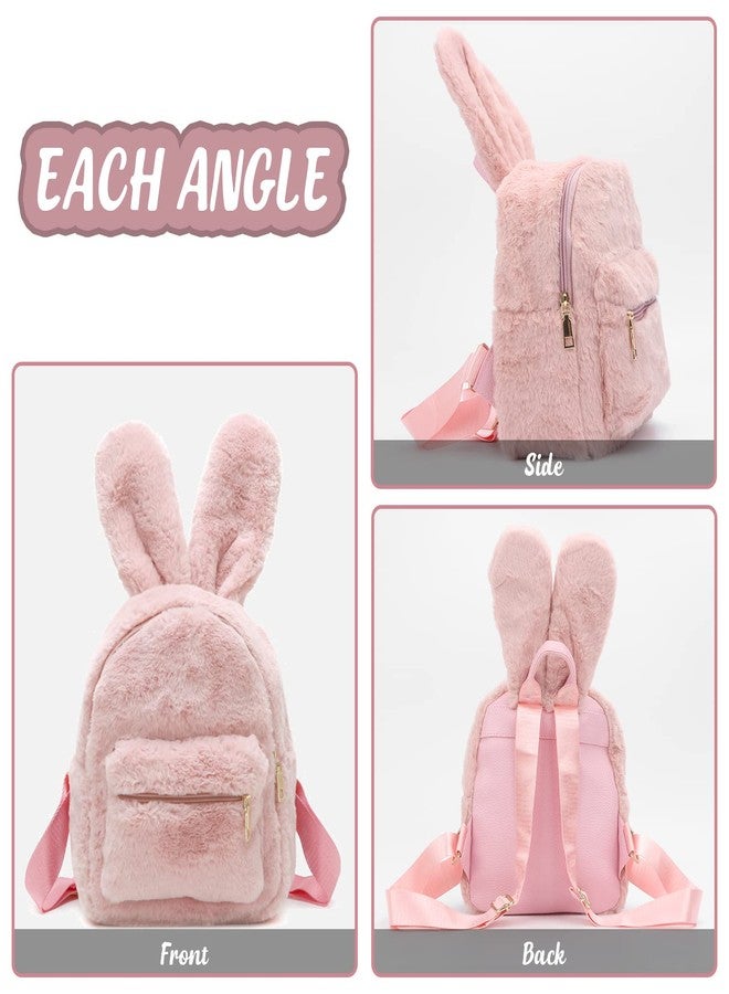 Lanpet Cute Bunny Backpacks for Women Rabbit Ears Backpack Fluffy Shoulder Bag Satchel - Image 2