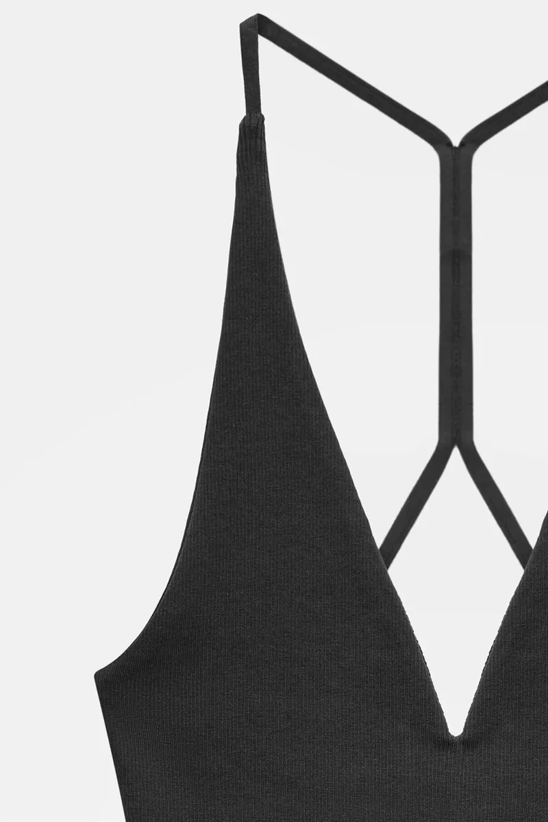Dilvin Black DILVIN Slim Fit Cut-Out Halter Bodysuit for Women | Best Price UAE