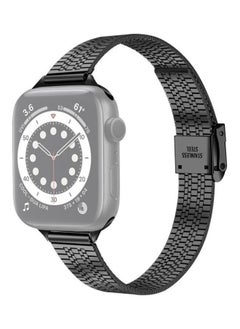 PROMASS Seven-beads Double Safety Replacement Strap Watchband For Apple Watch Series 7/6/SE/5/4/3/2/1 42/44/45mm Black 