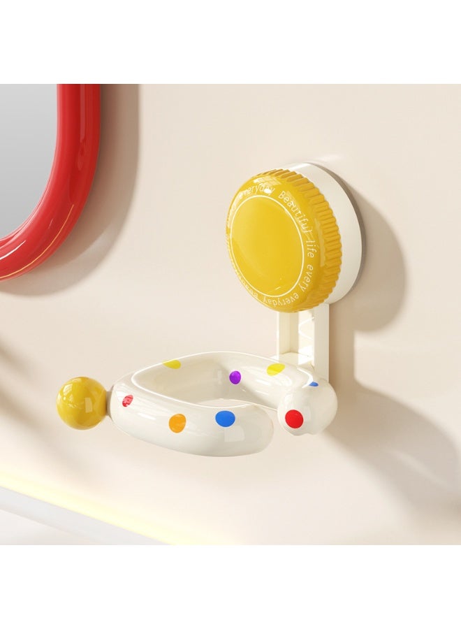 Hair dryer storage rack, new dopamine household bathroom suction cup storage rack, non perforated wall mounted hair dryer rack（yellow) - Image 1