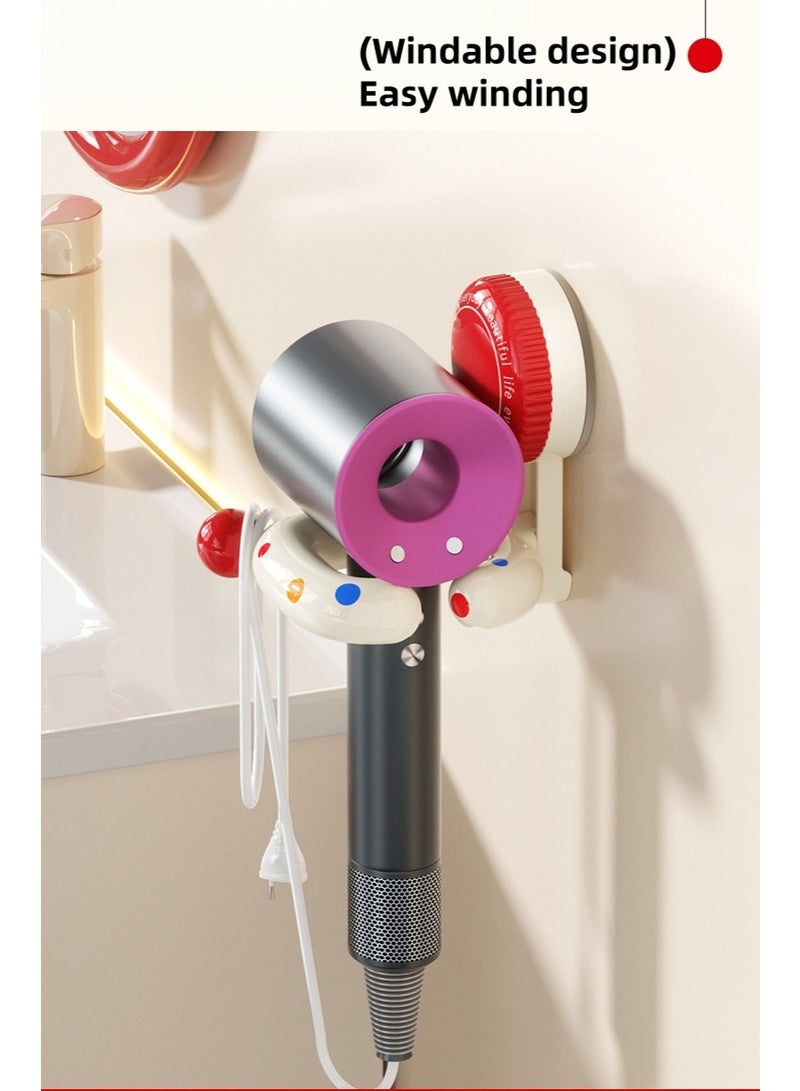 Hair dryer storage rack, new dopamine household bathroom suction cup storage rack, non perforated wall mounted hair dryer rack（yellow) - Image 2