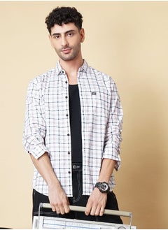 The Indian Garage Co Men Slim Fit Checkered Full Sleeves Cutaway Collar Casual Shirt  - Image 1