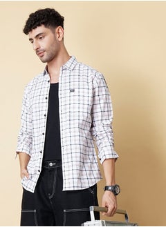 The Indian Garage Co Men Slim Fit Checkered Full Sleeves Cutaway Collar Casual Shirt  - Image 4
