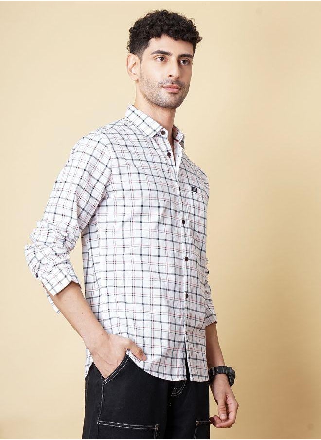 The Indian Garage Co Men Slim Fit Checkered Full Sleeves Cutaway Collar Casual Shirt  - Image 4