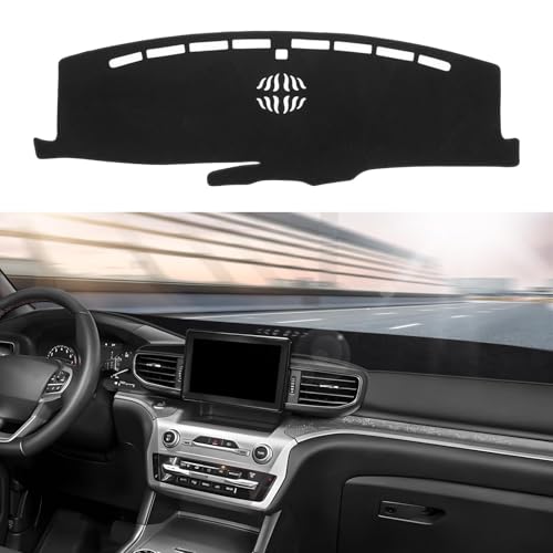 KUST Car Dash Cover for Ford Explorer 2020-2025 2026 (XLT, Limited, ST, Platinum) Left Hand Driving Polyester Non-Slip Center Console Dashboard Cover Interior for Explorer Accessories No Glare Black - Image 1