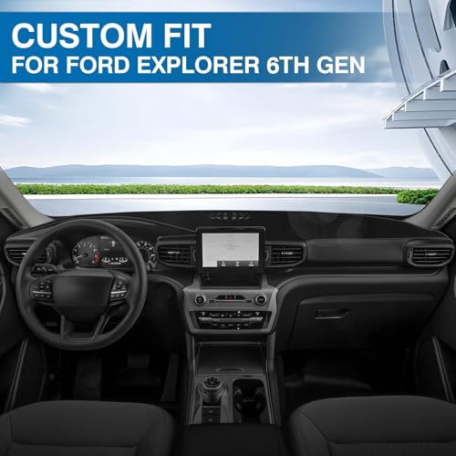 KUST Car Dash Cover for Ford Explorer 2020-2025 2026 (XLT, Limited, ST, Platinum) Left Hand Driving Polyester Non-Slip Center Console Dashboard Cover Interior for Explorer Accessories No Glare Black - Image 2