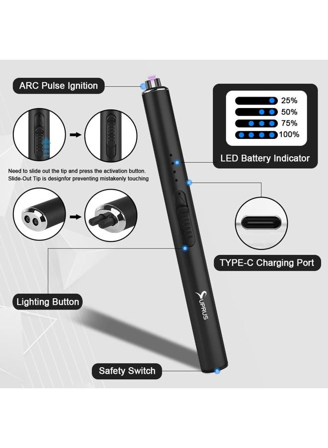 SUPRUS Electric Windproof Flameless USB Lighter, Rechargeable with Safety Lock (Black) - Image 3