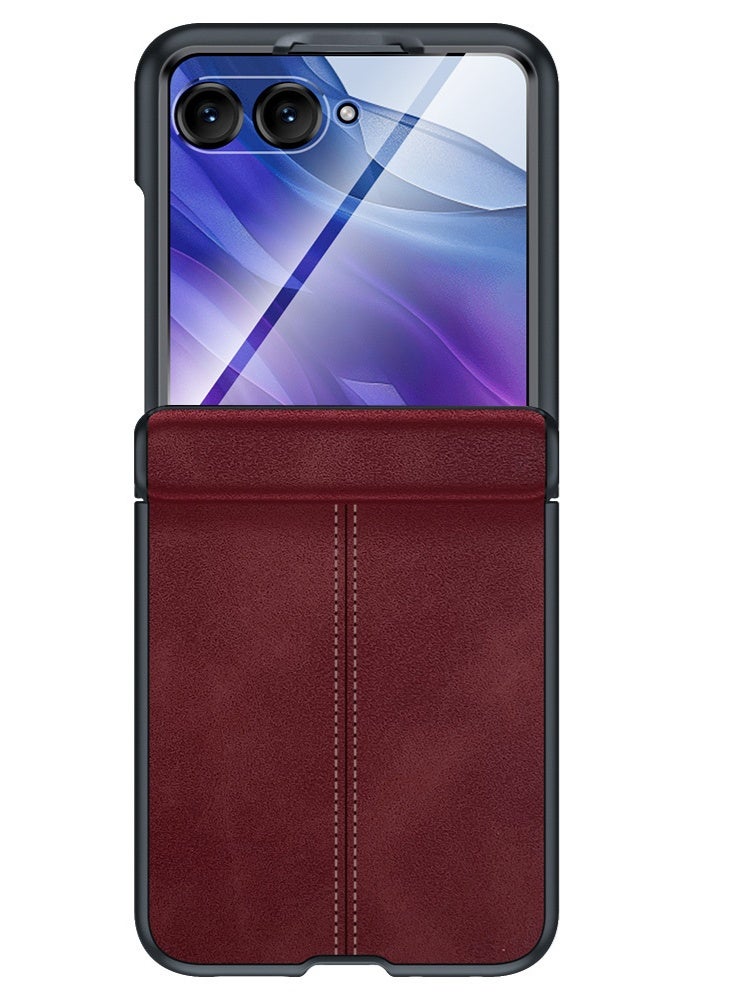 Case for Motorola Razr 60 Ultra 5G, Premium Leather Case with Screen Protector, Hinge Protection Integrated Shell Film Full Coverage Anti-Fall Protective Cover