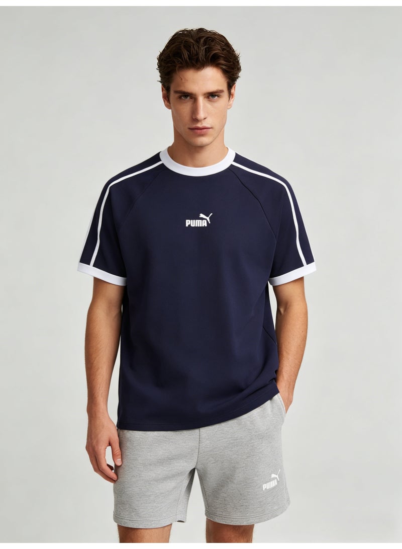 بوما Title: PUMA Men’s Classic Raglan Sleeve T-Shirt - Navy/White - Image 1